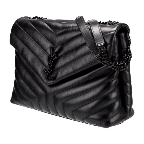 AUTHENTIC  Yves Saint Laurent Black LouLou medium Shoulder Bag - Picture 3 of 5